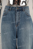 Blue oversize straight jeans