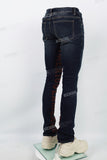 Dark Blue Brown Gothic Embroidered Skinny Jeans