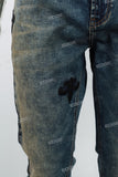 Blue Distressed Washed Embroidered Skinny Jeans