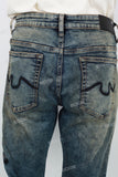 Blue Distressed Washed Embroidered Skinny Jeans