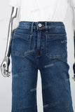 Women's blue wide leg jeans