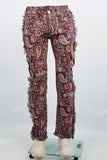 Cashew flower knitted carpet pants
