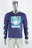 dark blue printed long-sleeved sweatshirt