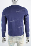 dark blue printed long-sleeved sweatshirt