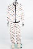 Digital printed white denim suit