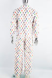 Digital printed white denim suit