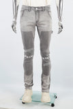 Men's Printed Gray Denim Cargo Pants