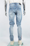 Men's Printed Blue Cut SkinnyJeans
