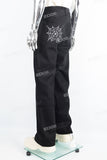 Men's embroidered black baggy jeans
