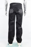 Men's embroidered black baggy jeans