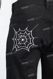 Men's embroidered black baggy jeans