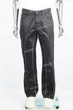 Men's Black Zip Embroidered Waxed Jeans