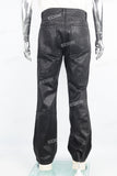 Men's Black Zip Embroidered Waxed Jeans