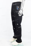 Men's black paint splash workwear flared pants