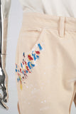 Men's Khaki Splash Embroidered Cargo Flare Pants