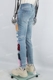 Men's Blue Towel Embroidered Skinny Jeans