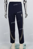 Men's black webbing printed knitted pants
