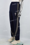 Men's black webbing printed knitted pants