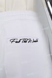 Men's White Embroidered Knit Shorts