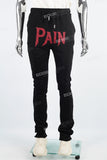 Men's Black Printed Knit Stacked Pants