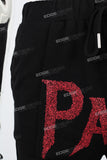 Men's Black Printed Knit Stacked Pants