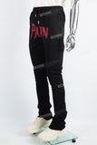 Men's Black Printed Knit Stacked Pants