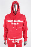 Men's red printed hooded sweatshirt knitted trousers