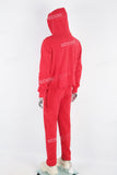 Men's red printed hooded sweatshirt knitted trousers