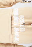 Men's cream printed hooded sweatshirt and knitted trousers