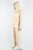 Men's cream printed hooded sweatshirt and knitted trousers