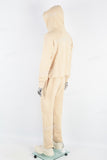Men's cream printed hooded sweatshirt and knitted trousers