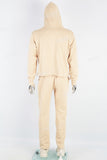 Men's cream printed hooded sweatshirt and knitted trousers
