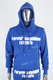 Men's blue printed hooded sweatshirt knitted trousers