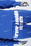 Men's blue printed hooded sweatshirt knitted trousers