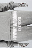 Men's gray printed hooded sweatshirt knitted trousers