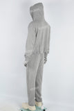 Men's gray printed hooded sweatshirt knitted trousers