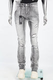 Men's Gray Cut Patchwork Stacked Flared Pants