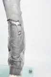 Men's Gray Cut Patchwork Stacked Flared Pants