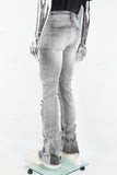Men's Gray Cut Patchwork Stacked Flared Pants