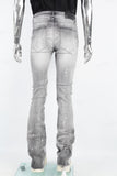 Men's Gray Cut Patchwork Stacked Flared Pants
