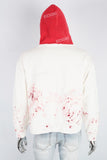 Red and white contrasting print paint splash Hoodies