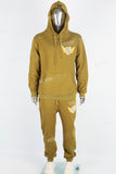Green printed long knitted sweatshirt and sweatpants