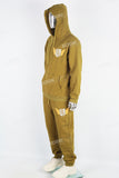 Green printed long knitted sweatshirt and sweatpants