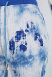 Men's blue distressed tie-dye gauze quilted knit pants