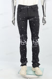 Black Embroidered Pocket Stud Drill Stack Jeans