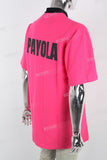 Pink Print Letter Polo Shirt