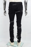 White Gothic Letters Inside Beta Print Black Mans Stcak Jeans