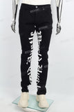 White Gothic Letters Inside Beta Print Black Mans Stcak Jeans