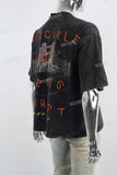 Retro Washed Skull Print Black Mans T-Shirt