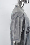 Retro Washed Letter Print Gray Mans T-Shirt